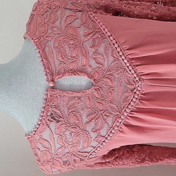 As U Wish Orange Lace Elbow Sleeve Dress, Size: Small - Picture 6 of 9